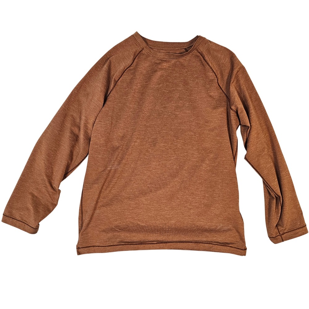 Old Navy Active Boys Large 10-12 Go-Dry Cool Long Sleeve hirt Rust Brown Heather